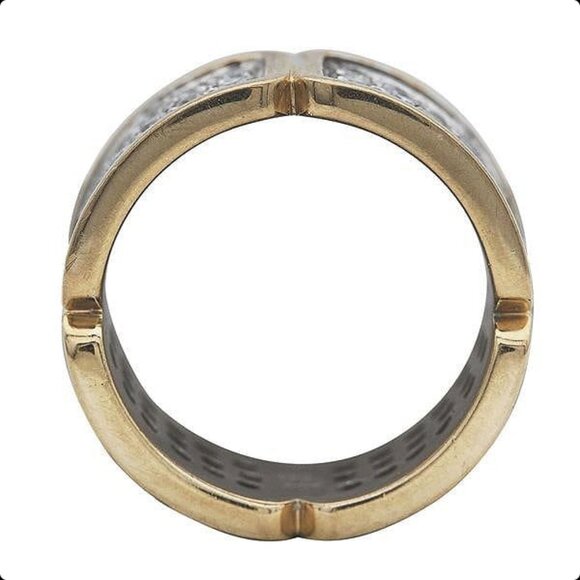 14k White and Yellow Gold Diamond Band Ring - Picture 4 of 6